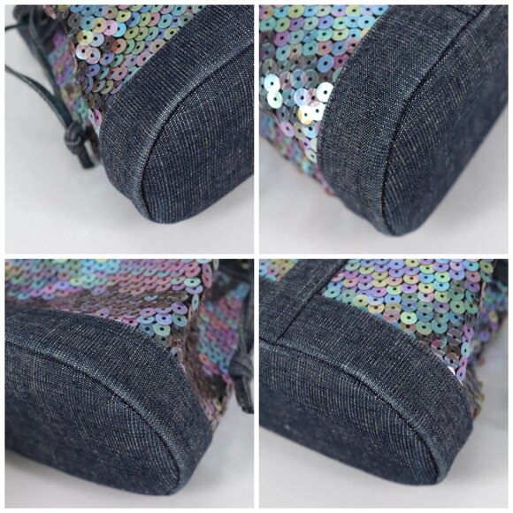 CHANEL Sequin Hand Bag Denim Blue CC Auth 139014V - Picture 14 of 16